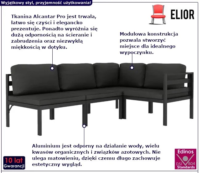 4-częściowy zestaw ogrodowy antracyt - Daso