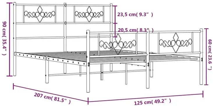 Białe metalowe łóżko loftowe 120x200 cm C1-D86