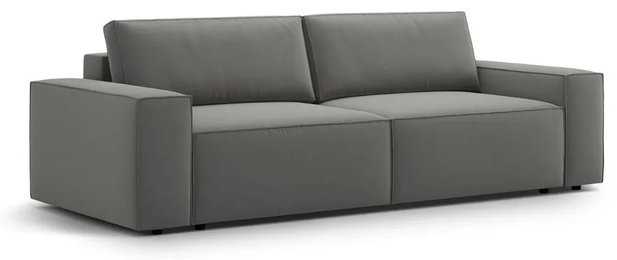 Jasnoszara aksamitna rozkładana/ze schowkiem sofa 247 cm Jodie – Micadoni