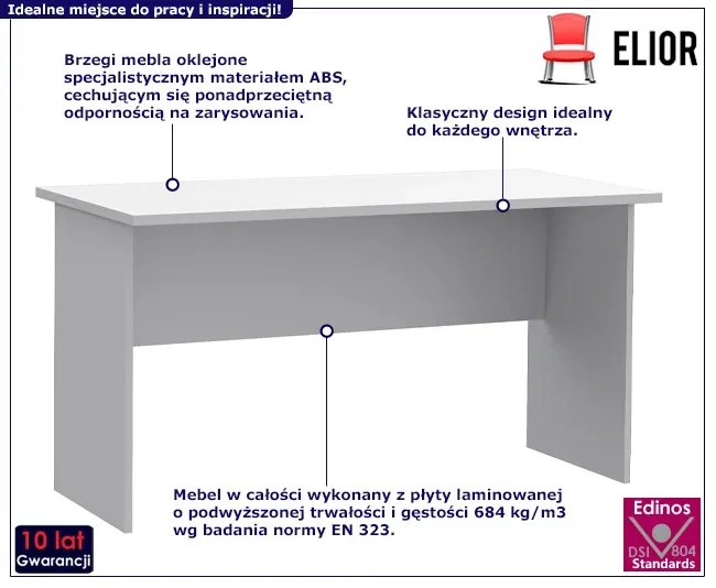 Białe klasyczne biurko do pracy - Paxa