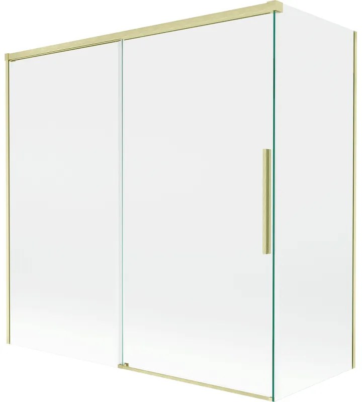 Mexen Rox parawan nawannowy 2-skrzydłowy rozsuwany 160 + 75 x 150 cm, transparent, złoty szczotkowany - 8C9-160-075-55-00
