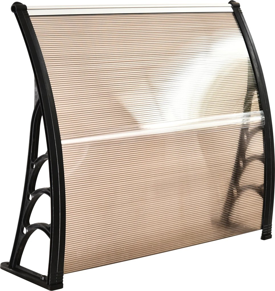 Outsunny Daszek nad drzwi wejściowe poliwęglanowy 100x80 cm ochrona przed deszczem brązowy | Aosom PL