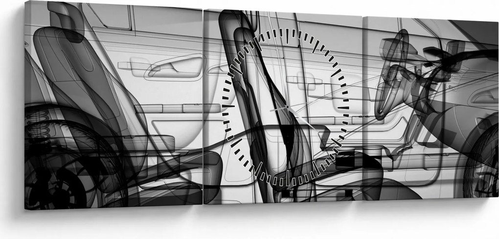 Obraz - Model samochodu 3D (z zegarem) (90x30 cm)