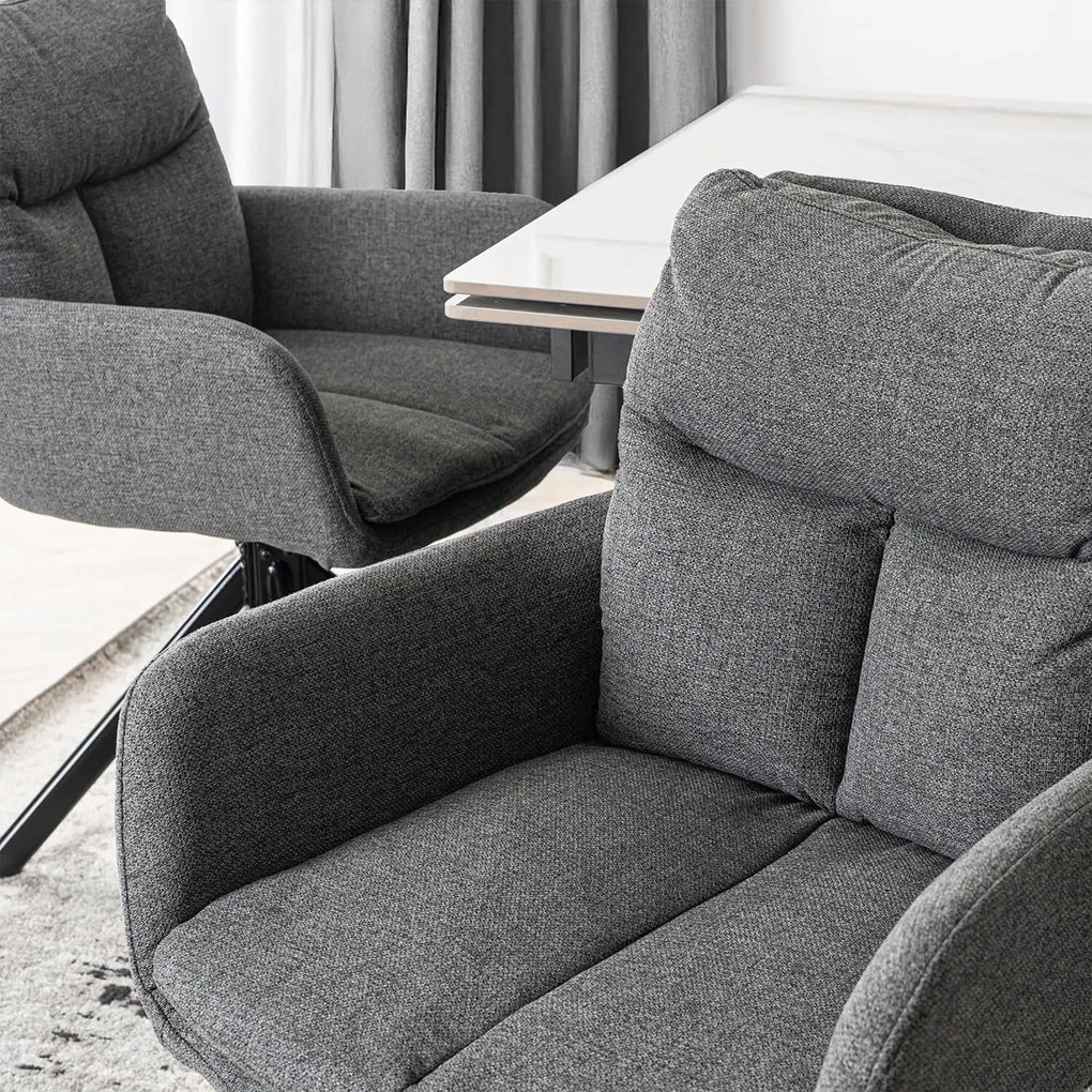 Krzesło Tapicerowane Obrotowe do Salonu PAUL Ciemnoszare Nowoczesne