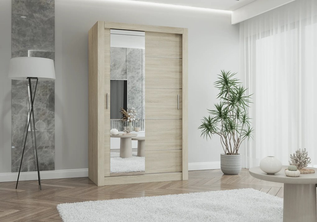 Szafa przesuwna LYON z lustrem 120 cm dąb sonoma
