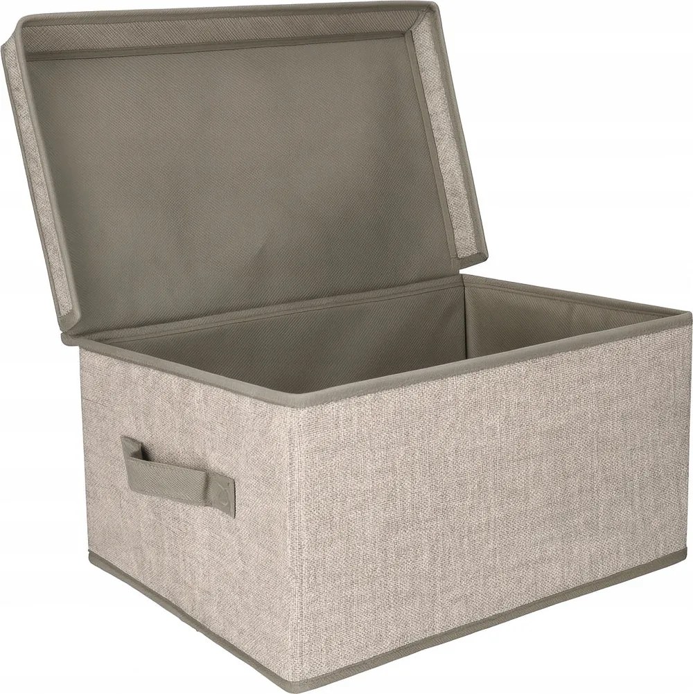Organizer Tekstylny Szary Pudełko z Pokrywą 40x30x25cm do Szafy Garderoby