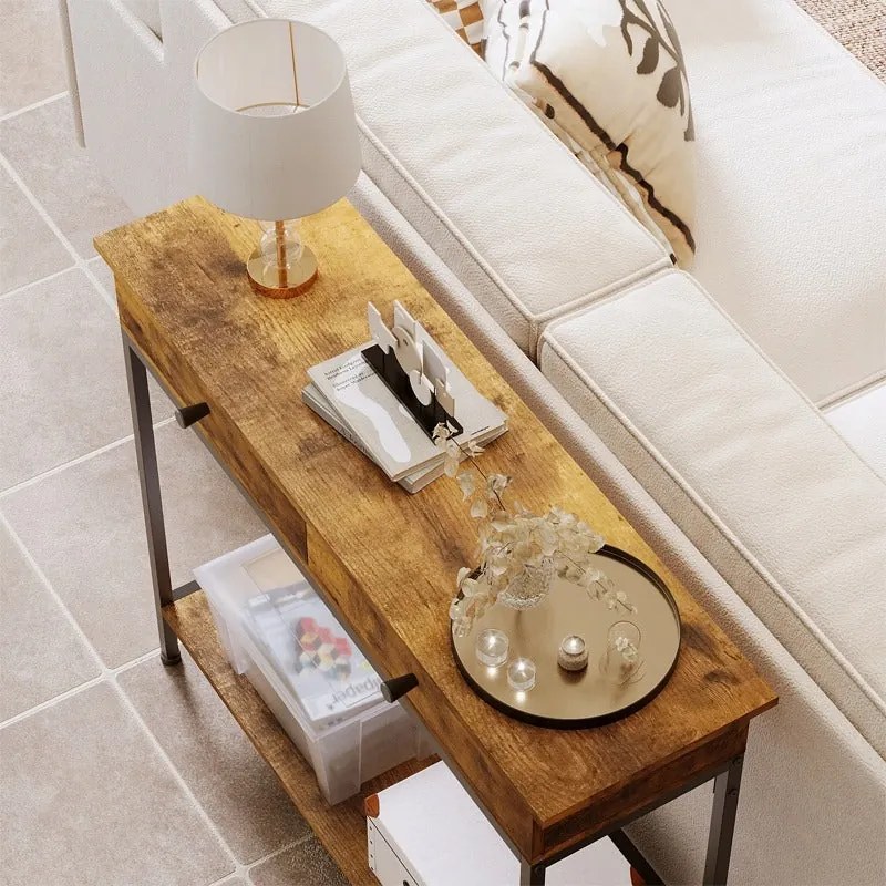 Konsola komoda stolik ciemny brąz loft industrialny retro z szufladami