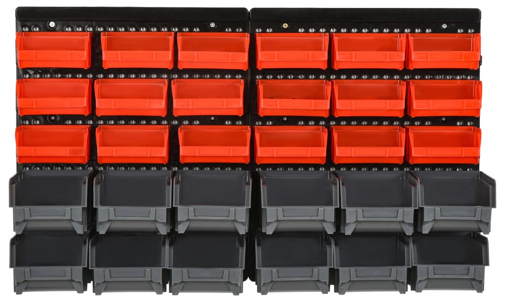 DURHAND Półka magazynowa 30 skrzynek Organizacja warsztatu Czerwony Szary Czarny | Aosom PL