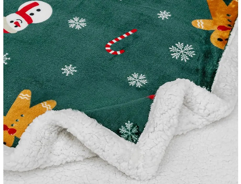 2x Koc świąteczny z mikropluszu ciemnozielony z barankiem BAŁWANEK I PIERNIK 160x200 cm