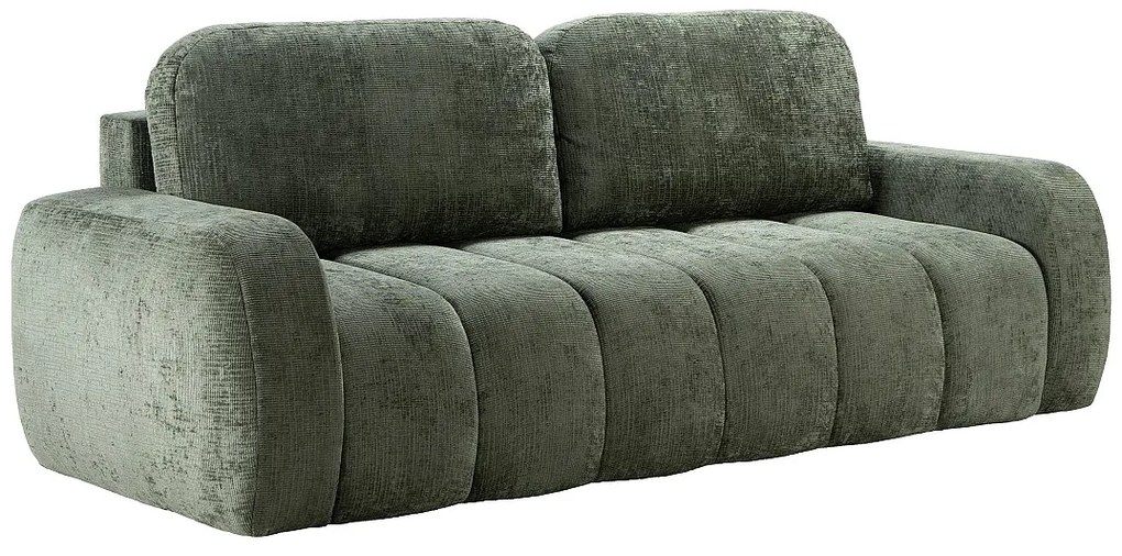 Kanapa rozkładana 3-osobowa z tkaniny szenilowej zielonej TALIVO