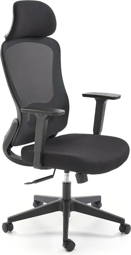 Czarny ergonomiczny obrotowy fotel z funkcją multiblock i z zagłówkiem D0-W42
