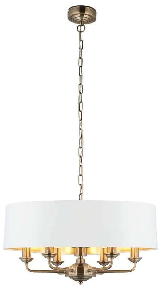Endon 98933 - Żyrandol na łańcuchu HIGHCLERE 6xE14/40W/230V biały/mosiądz