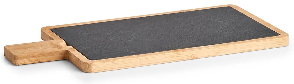 Deska do serwowania łupkowa, z bambusowym uchwytem, 40 x 19 cm