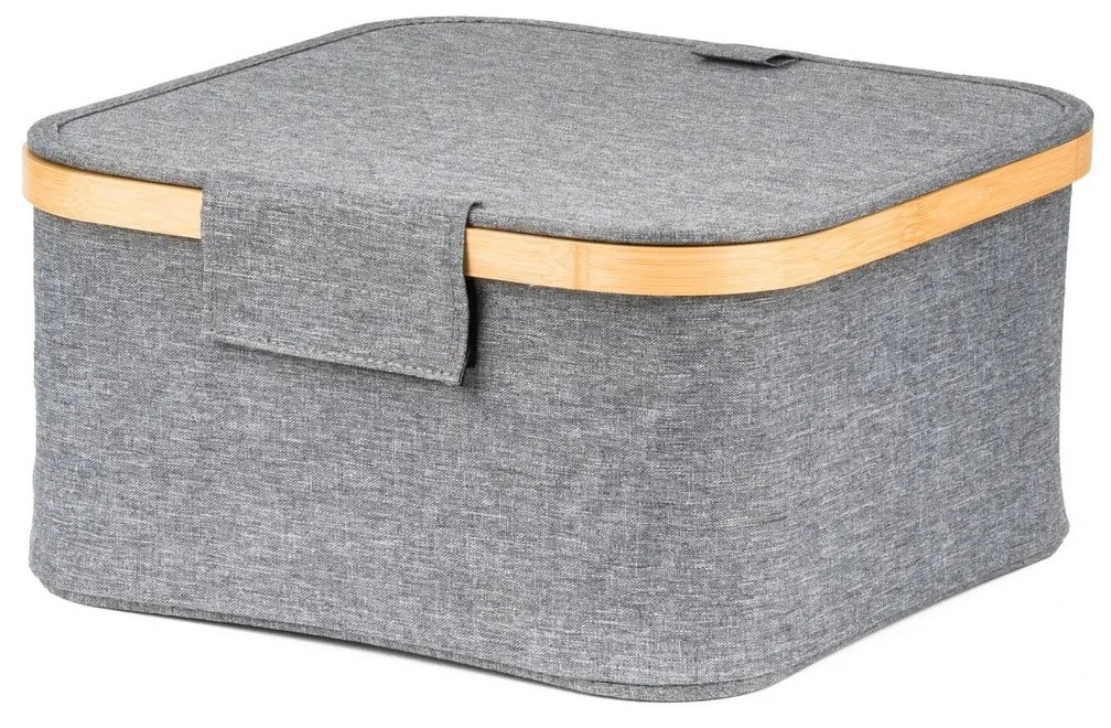 Pojemnik do przechowywania G21 30 x 30 x 15 cm,bambusowy z pokrywką, szary