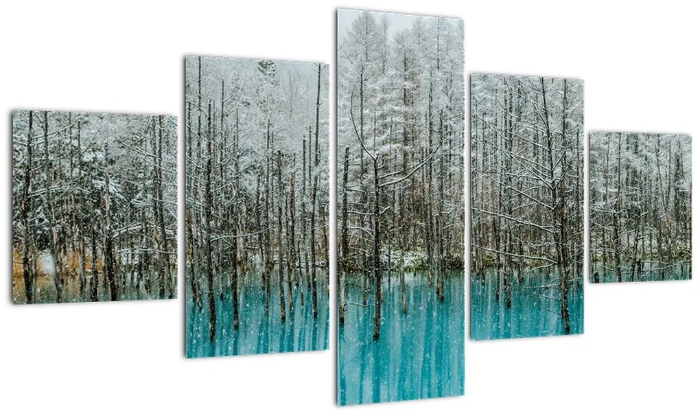 Obraz - Turkusowy staw, Biei, Japonia (125x70 cm)
