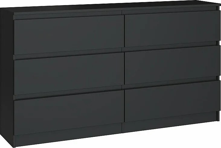 Komoda Malwa M6/140 | Czarna| 138x40x75 cm | 6 Szuflad