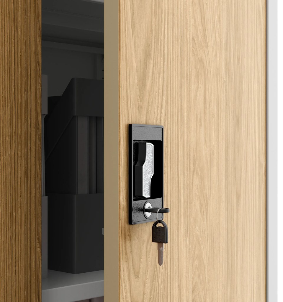 Szafa biurowa metalowa wysoka na dokumenty biała/złoty dąb, 900x1950x400 mm: JAN H Eco Design