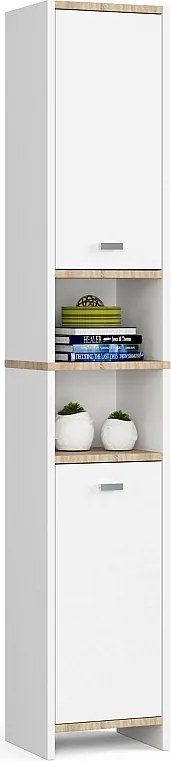 Słupek łazienkowy AKORD BETI Biały 32 cm 2 drzwi kolor Biały mat 4 półki 32x28x180 cm