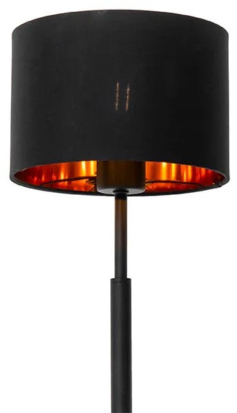 Nowoczesna lampa stołowa z abażurem z tkaniny czarna ze złotem - VT 1 Nowoczesny Oswietlenie wewnetrzne