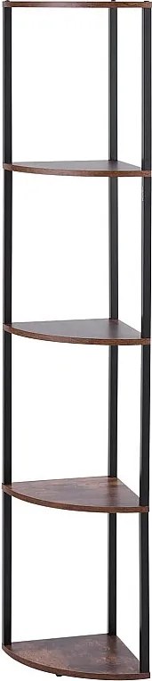 Półka Narożna SucceBuy 5-Poziomowy Regał Narożny z Oświetleniem LED, Wysokość 1625 mm, Praktyczny Regał z Metalową Ramą i Drewnianymi Półkami, Idealny do Sypialni