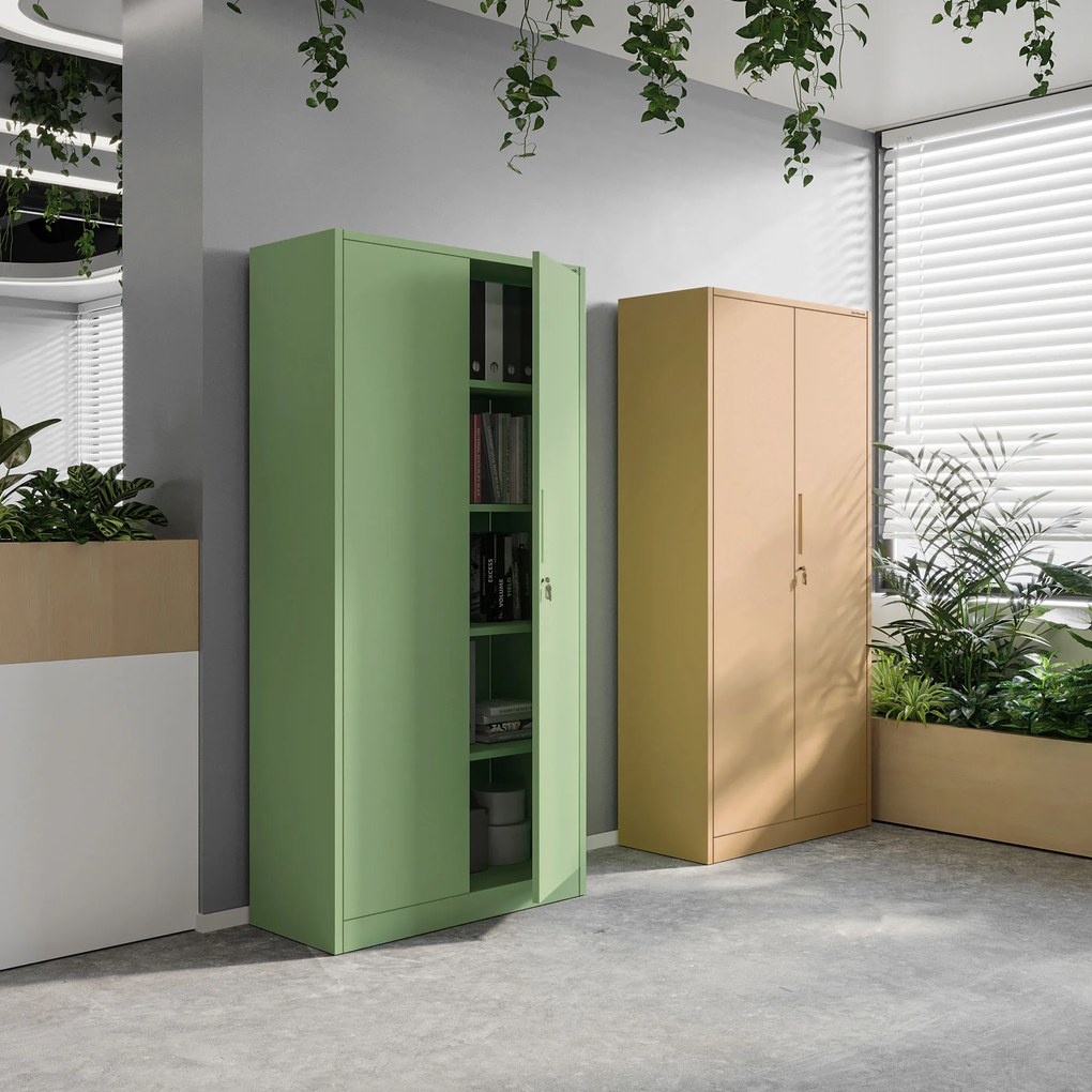 Szafa biurowa na dokumenty z zamkiem beżowa: Fresh Style JAN, 900 x 1850 x 400 mm