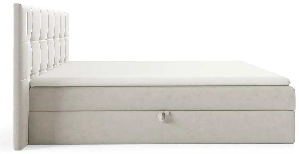 Jasnoszare łóżko kontynentalne z pojemnikami 5 rozmiarów E9-G99