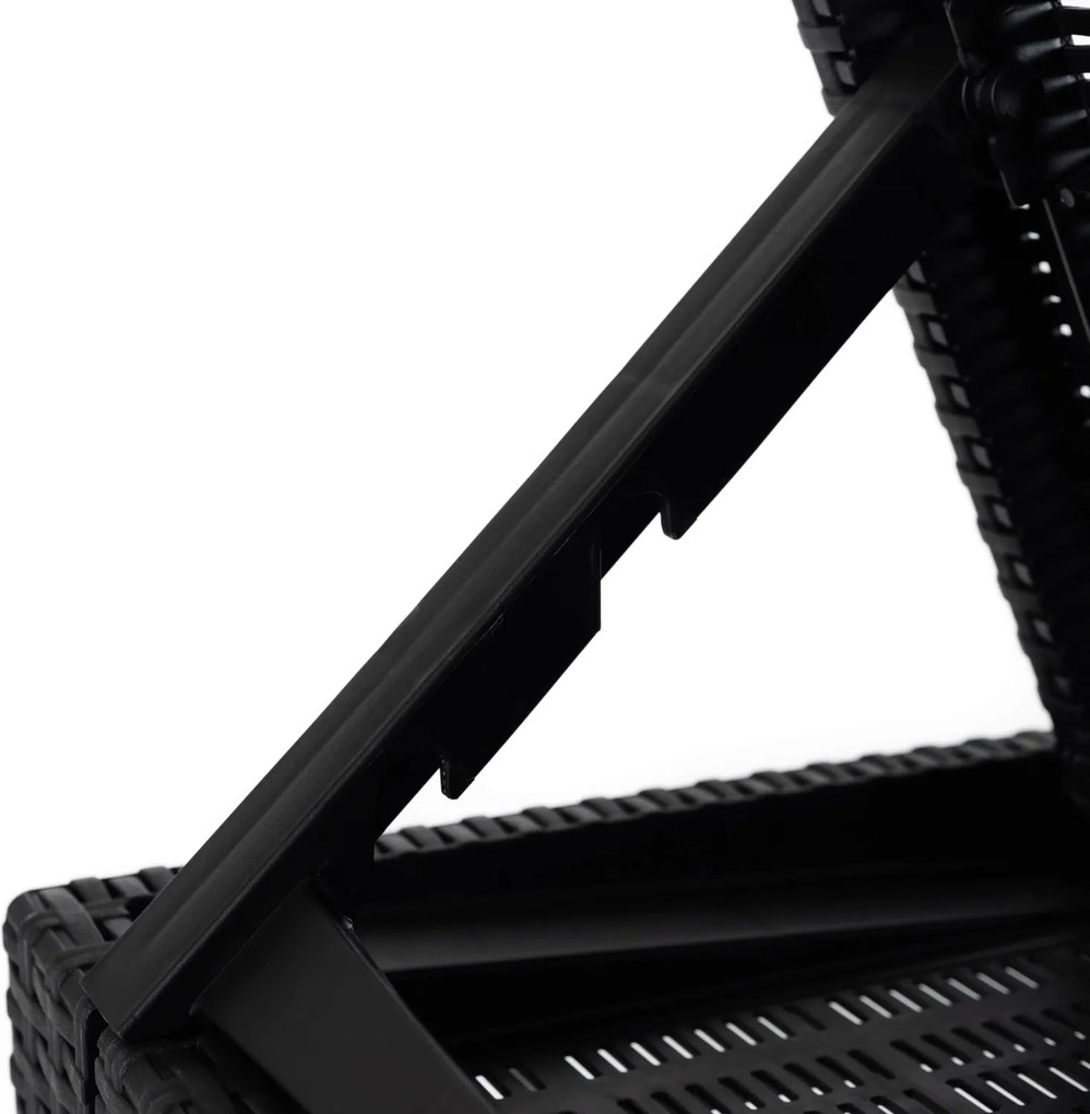 Fotel Ogrodowy Leżak LUIZJANA Technorattan Czarny/Szary