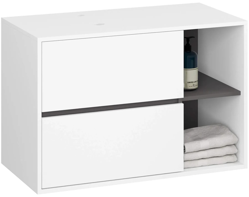 Nowoczesny zestaw mebli do łazienki biały+grafit  F0-W59