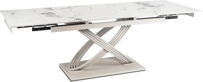 Stół Rozkładany Prostokątny IBIZA 160-240 cm Ceramiczny Biały Marmur/Kaszmir Nowoczesny
