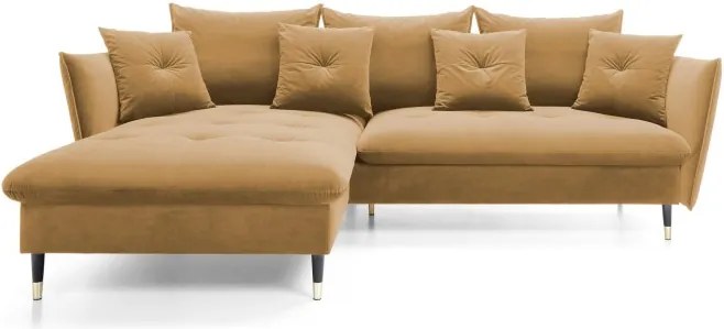 Narożnik GLAM Lewostronny z funkcją spania, zestaw z poduszkami wolnostojący tkanina RIVIERA 41 Platynowy DOMO HOME