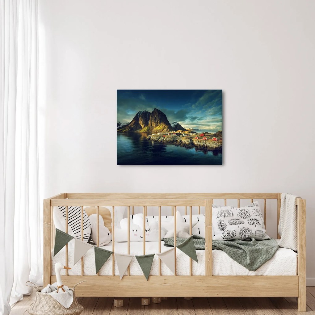 Obraz wioski rybackiej w Norwegii (70x50 cm)