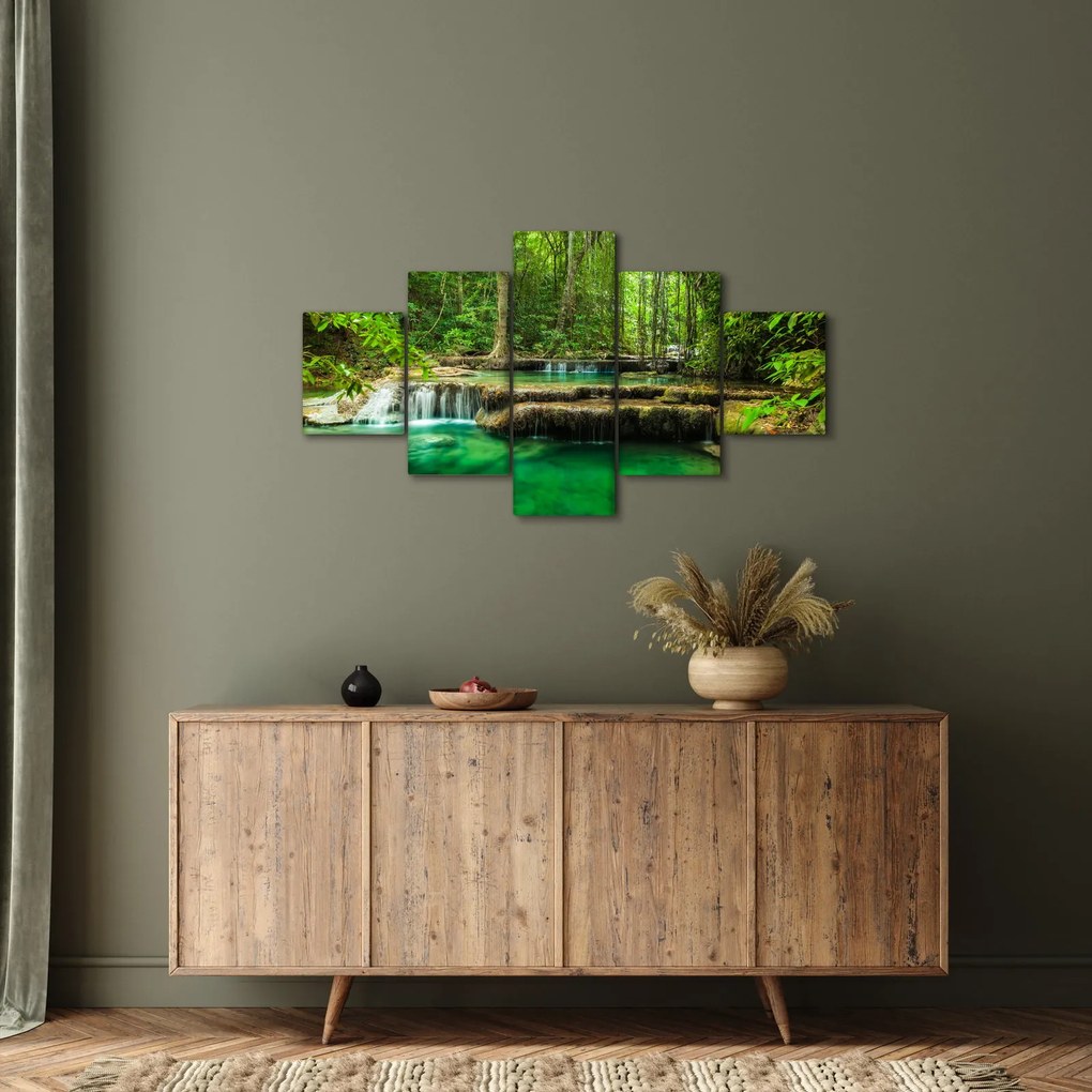 Obraz - Zielony wodospad (125x70 cm)