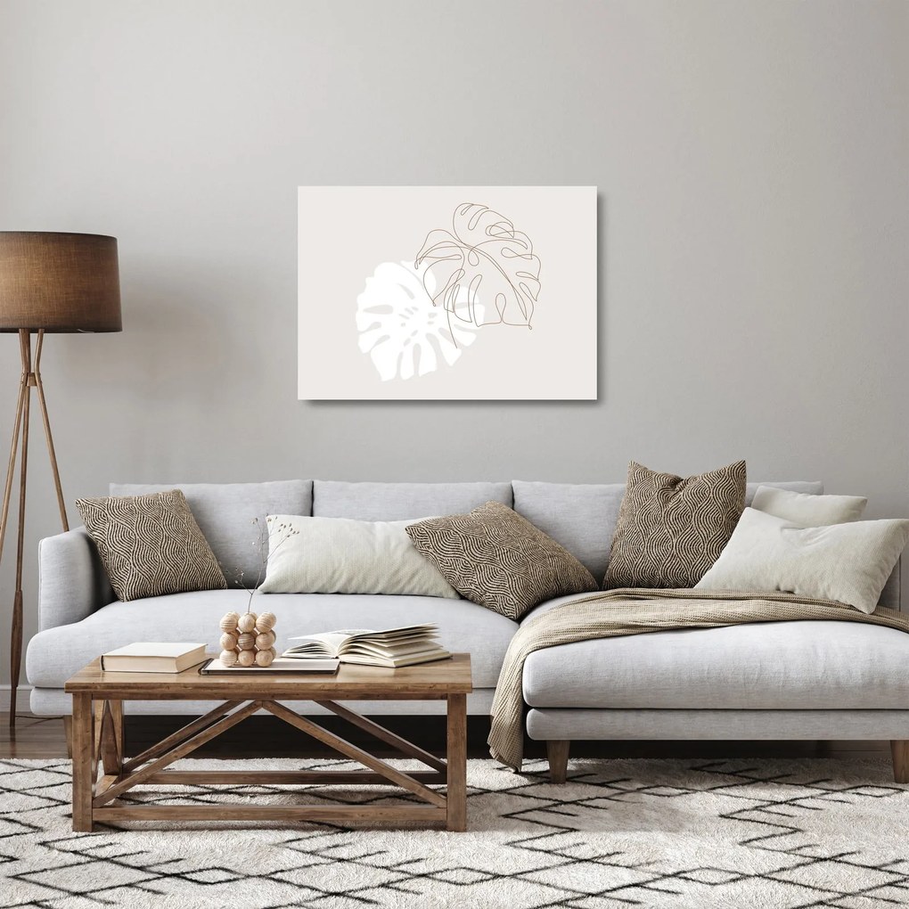 Obraz na szkle - Line art monstera N⁰2 (70x50 cm)