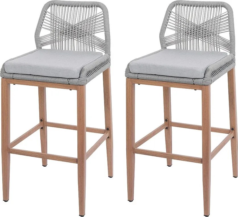 Stołek barowy MCW-O21 (zestaw 2 szt.),  jasnoszary, poduszka jasnoszary