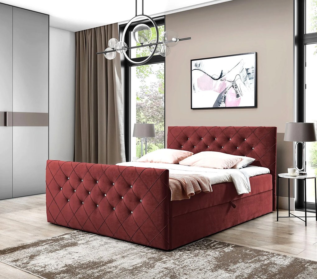 Bordowe nowoczesne łóżko kontynentalne 5 rozmiarów C3-Z75
