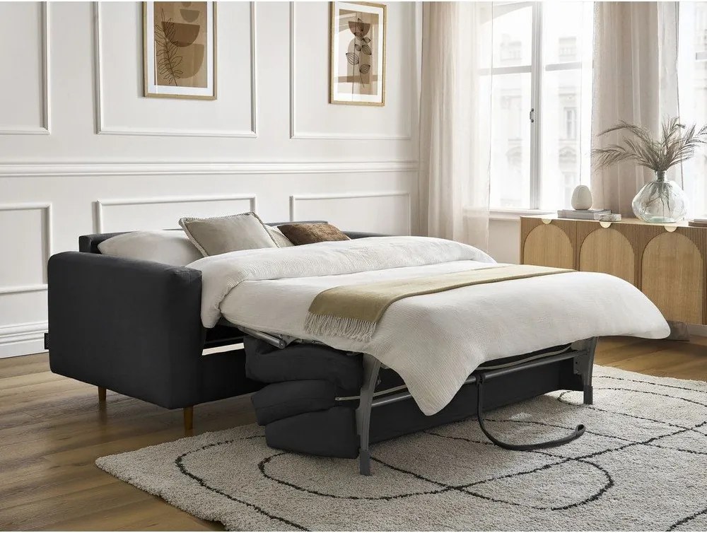 Czarna rozkładana sofa do spania 200 cm Cocoone – Bobochic Paris