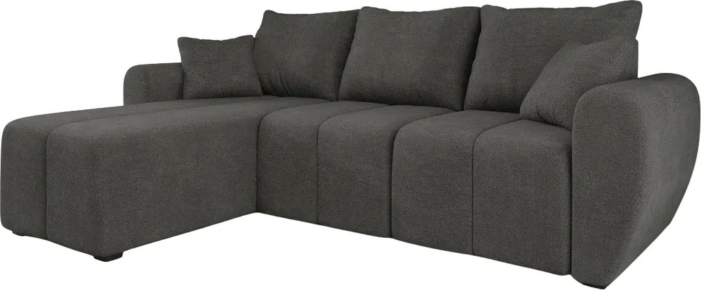 Rozkładana narożna sofa SEVIO 246x145 cm, ciemnoszara, uniwersalna + 2 poduszki GRATIS