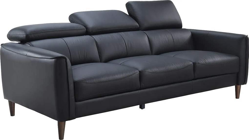 Kanapa 3-osobowa z czarnej skóry bawolej - SALVI