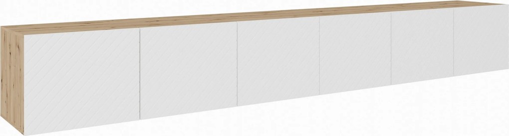 Szafka RTV wisząca CAVA 300 cm do Salonu pod Telewizor - Dąb artisan