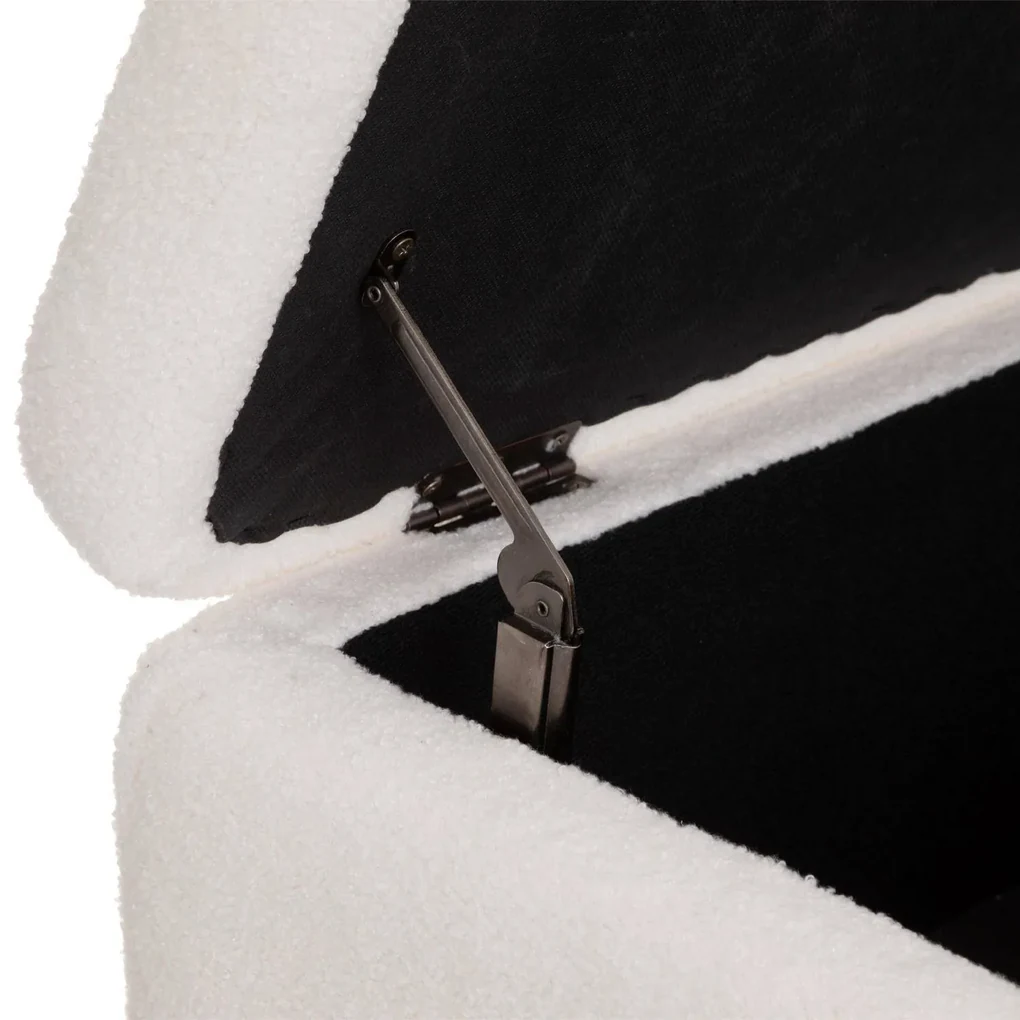 Pufa ze schowkiem, tapicerowana z efektem boucle, 100 x 40 x 48,5 cm