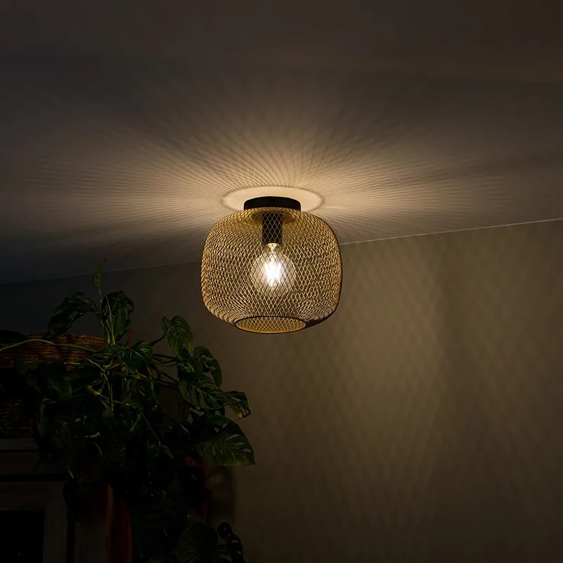 Nowoczesna lampa sufitowa czarna ze złotem - Bliss Mesh Nowoczesny Oswietlenie wewnetrzne