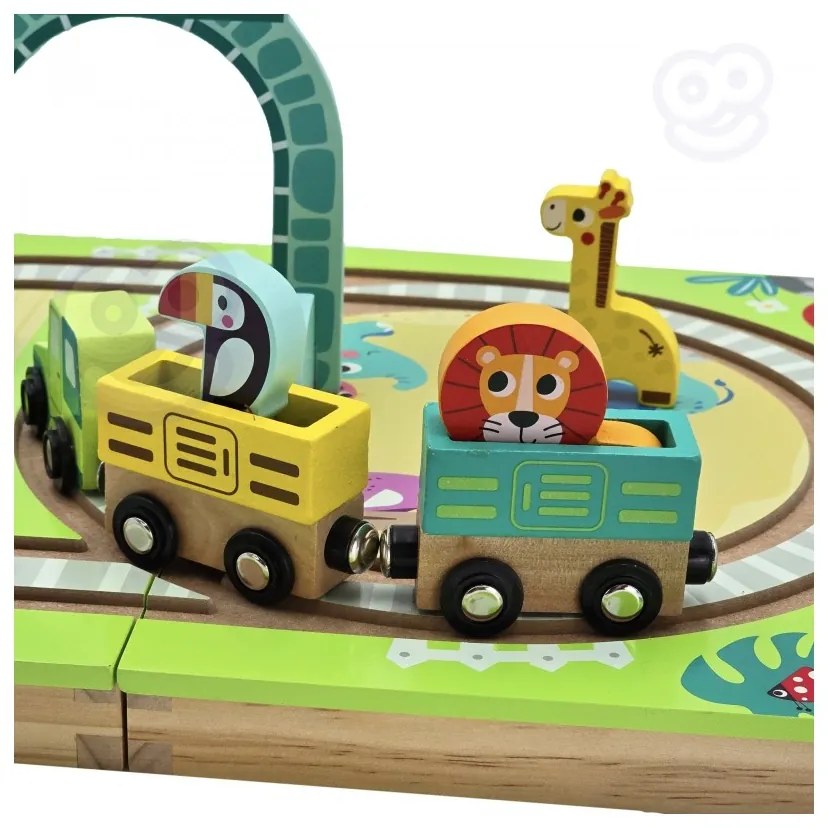 Tooky toy drewniany pociąg kolejka zoo ciuchcia na magnes tor w walizce