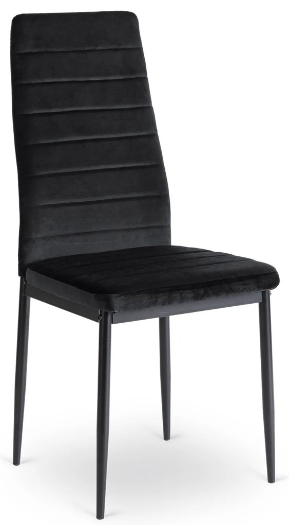 Zestaw Stół Rozkładany SKUBI 120-160 cm Dąb Craft/Czarny i 4 Krzesła NARIS Czarne Welurowe