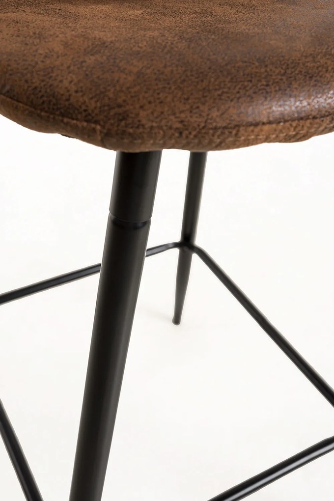 Zestaw 4 stoków Black Teok Leatherette Brown Vintage