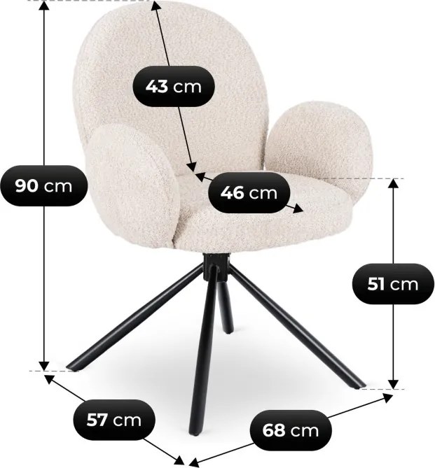 Krzesło Tapicerowane Obrotowe do Salonu MUSSO Beżowe Nowoczesne