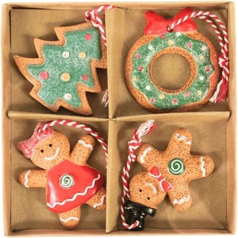 Zestaw 4 szt. ozdób świątecznych GINGERBREADS 6 cm