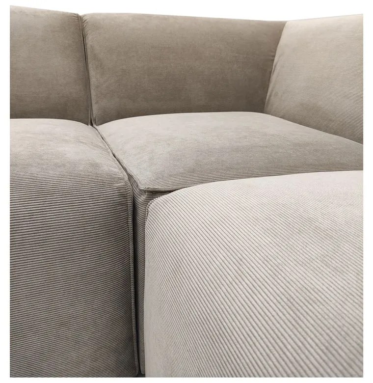 Beżowa sztruksowa sofa modułowa w kształcie litery "U" Scandic Sting, lewostronna