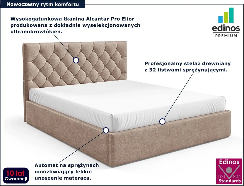 Jasnobrązowe łóżko z pojemnikiem na pościel 3 rozmiary S6-Z04