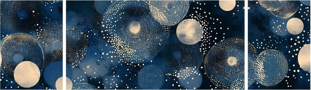 Obraz - Niebiesko-złote pierścienie (170x50 cm)