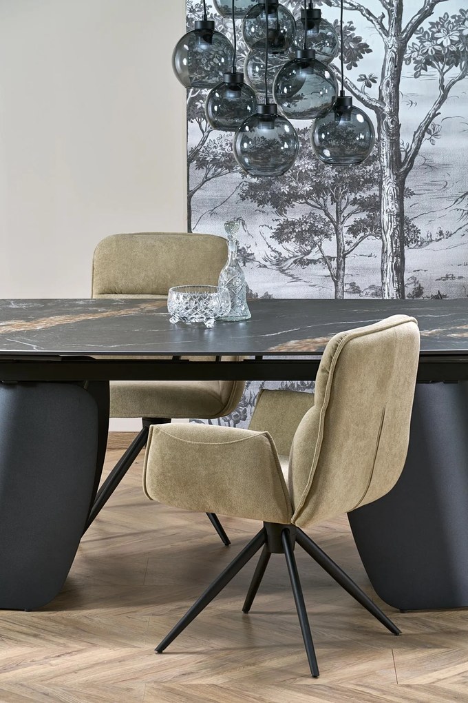 Stół do jadalni rozkładany spiek czarny marmur, 180-260/90/76 cm FORUM